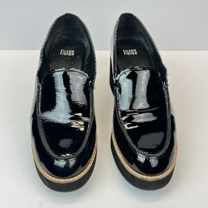 Eileen Fisher Black Patent Leather Loafers